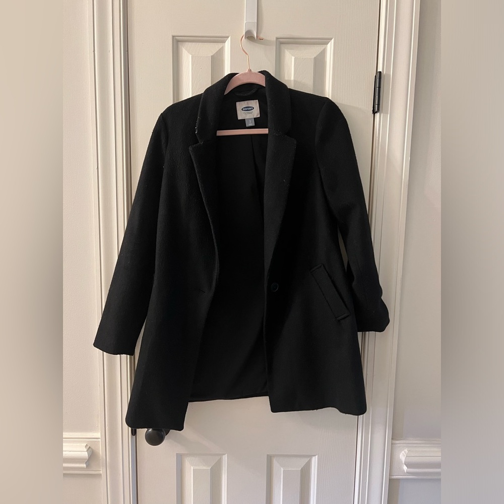 Old Navy Faux Wool Thin Black Coat Size Small